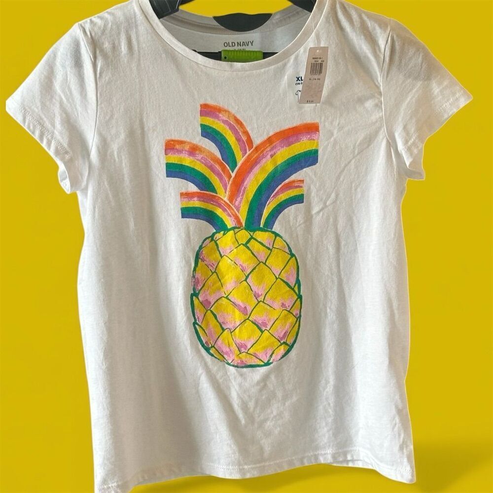 Old Navy Girls' Short-Sleeve Graphic T-Shirt Pineapple Size 12-14